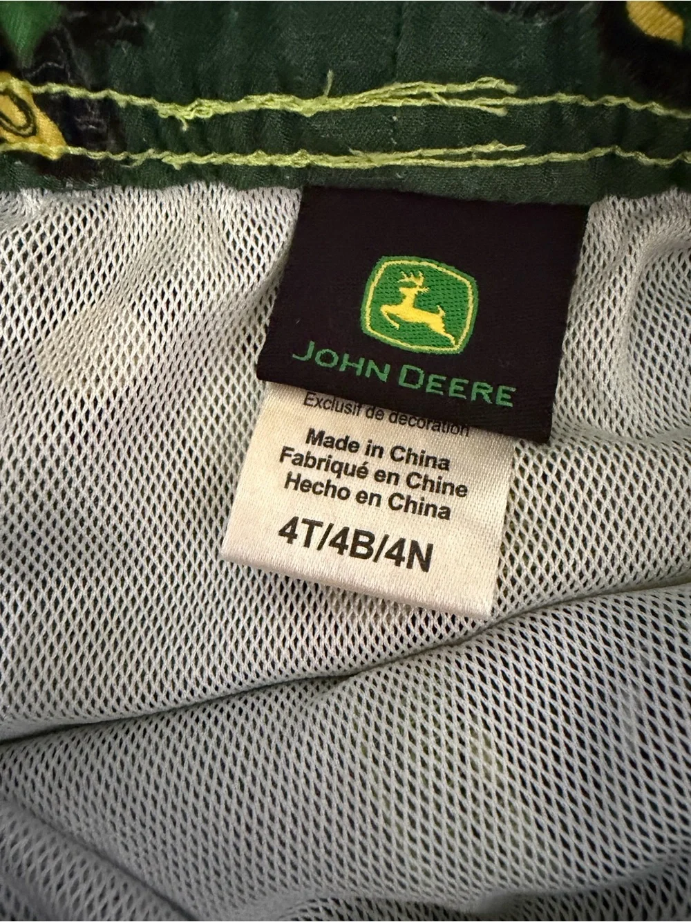 John Deere Green Tractor Print Kids Swim Trunks Shorts 4T